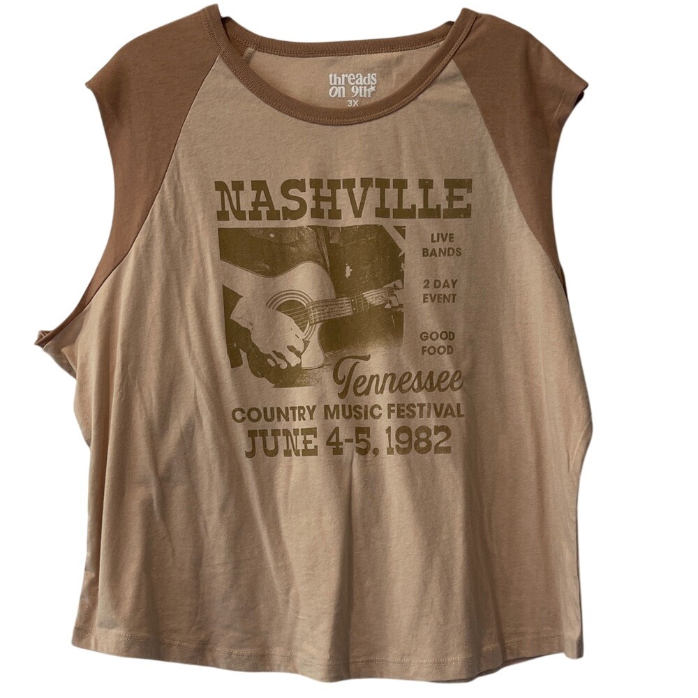 Threads on 9th Womens‎ Nashville Raglan T shirt 3X NWT